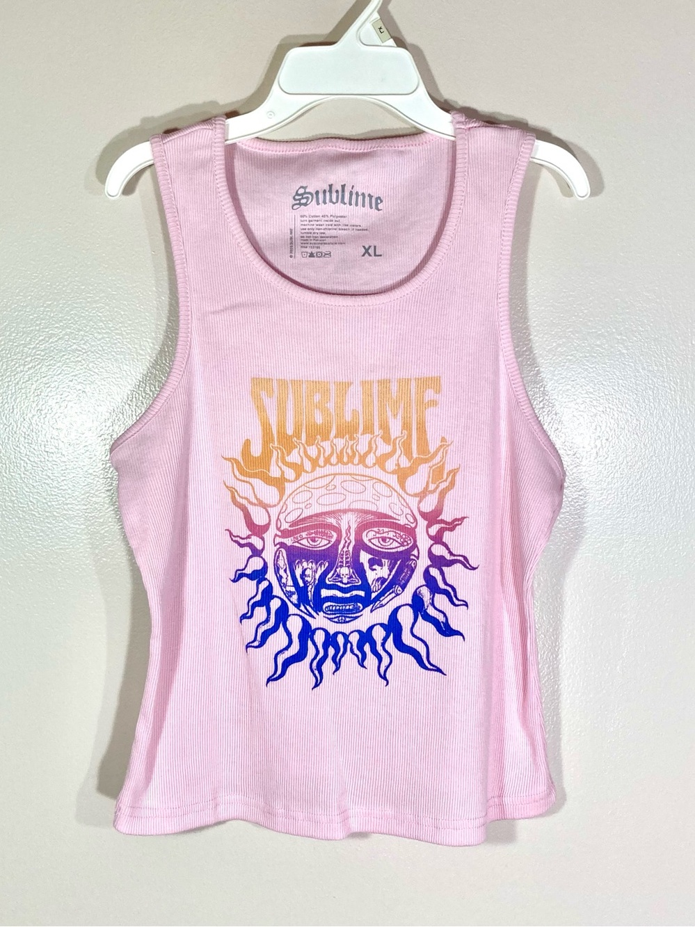 Sublime Pink Ribbed Tank Top Women’s Size XL NWOT